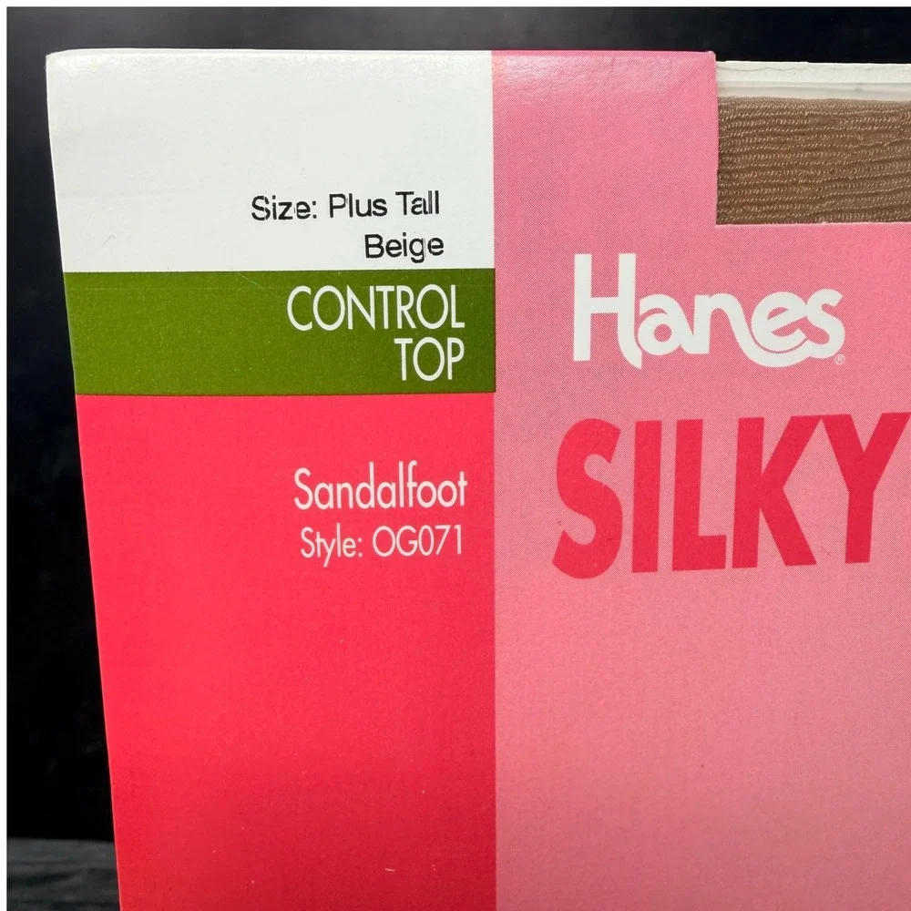 Hanes Pantyhose Silky Sheer Nylon Beige Plus Tall Sandalfoot Control Top OG071